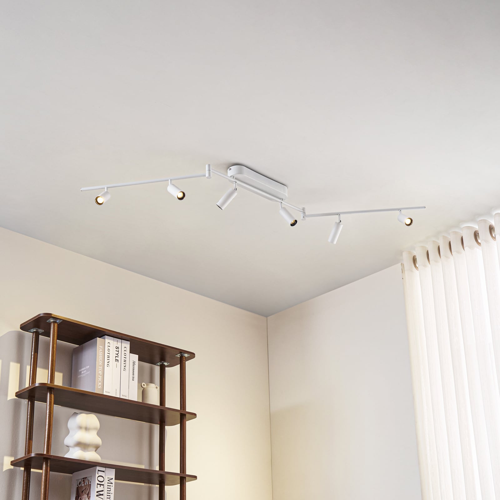 LED takspot Eldrin 6-lys svingbar hvit matt bakside