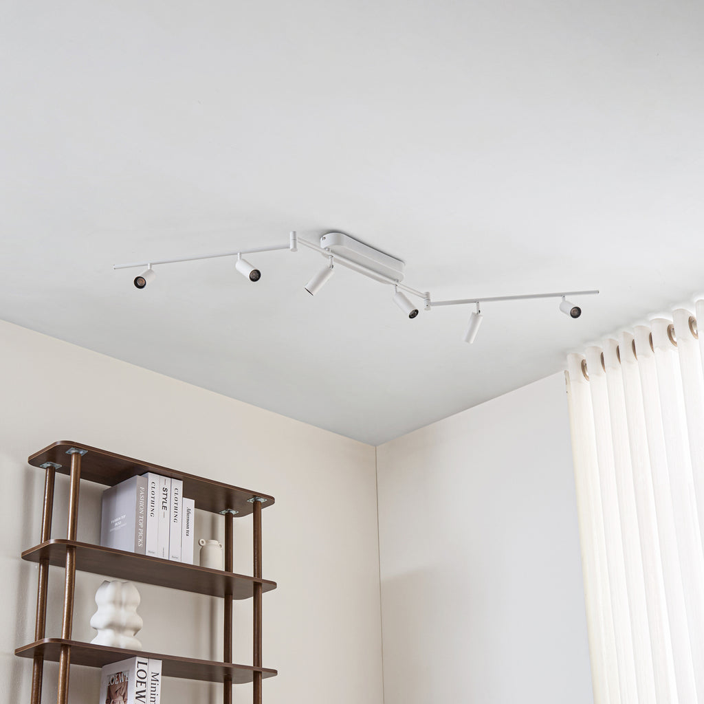 LED takspot Eldrin 6-lys svingbar hvit matt montert i rom
