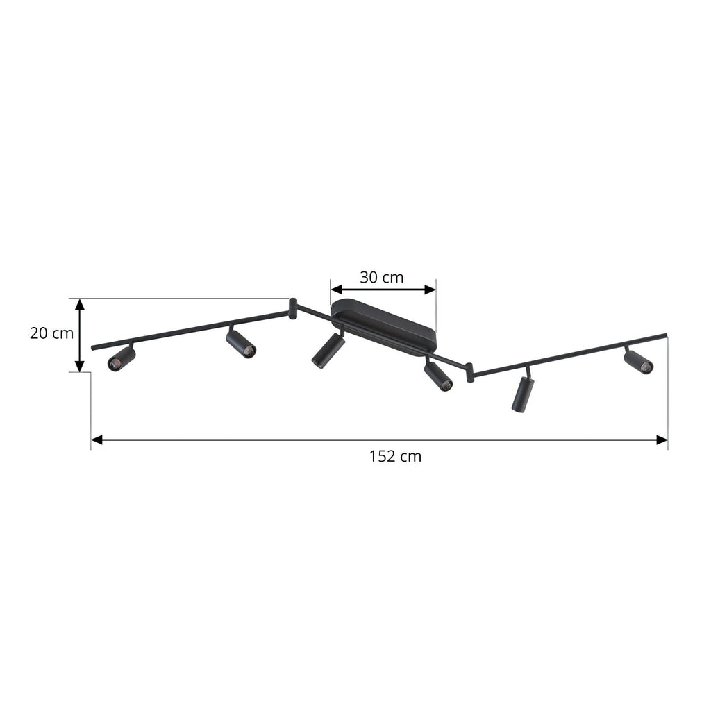 Detalj av LED takspot Eldrin 6-lys svingbar svart 152 cm