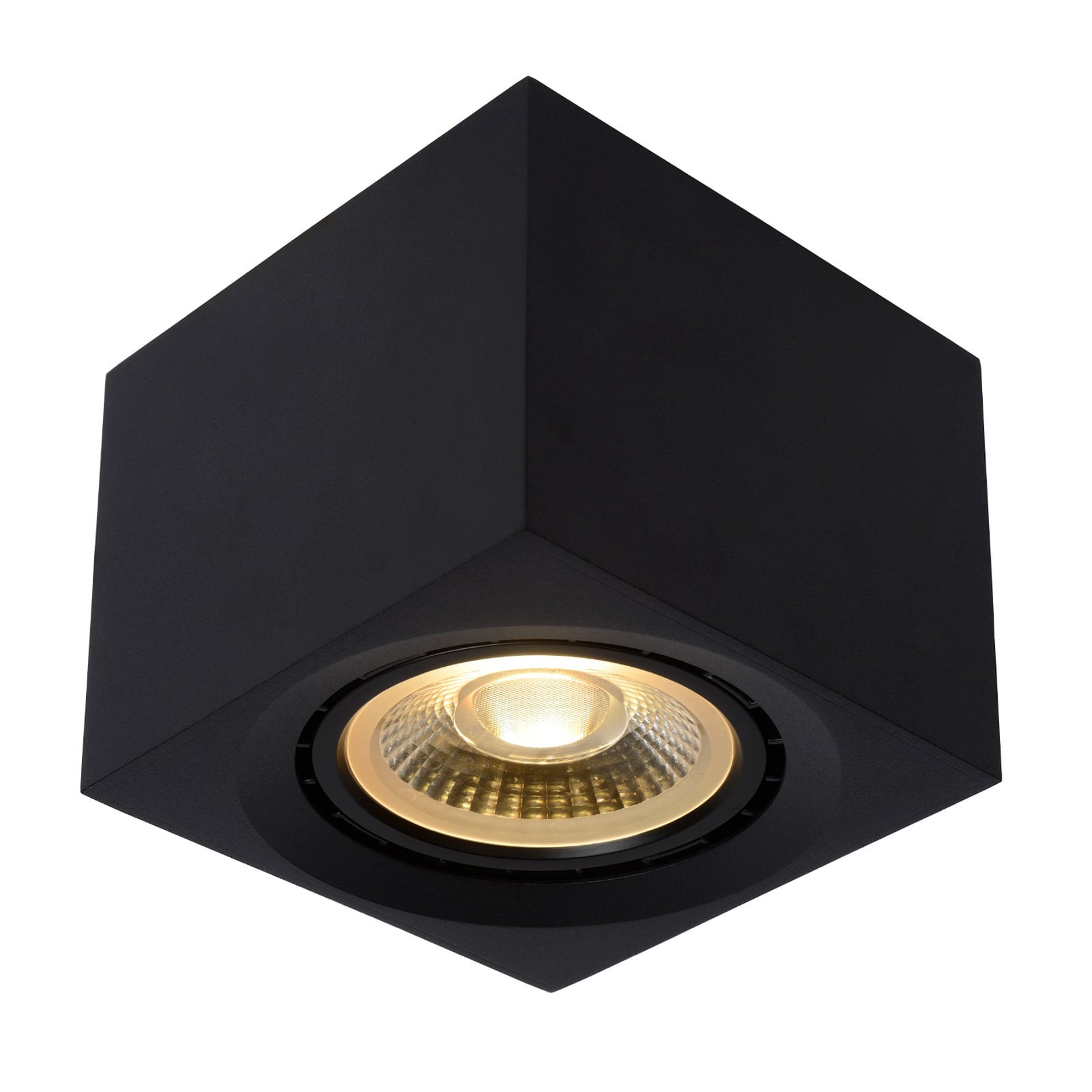 LED takspot Fedler firkantet dim-to-warm 12W svart forfra