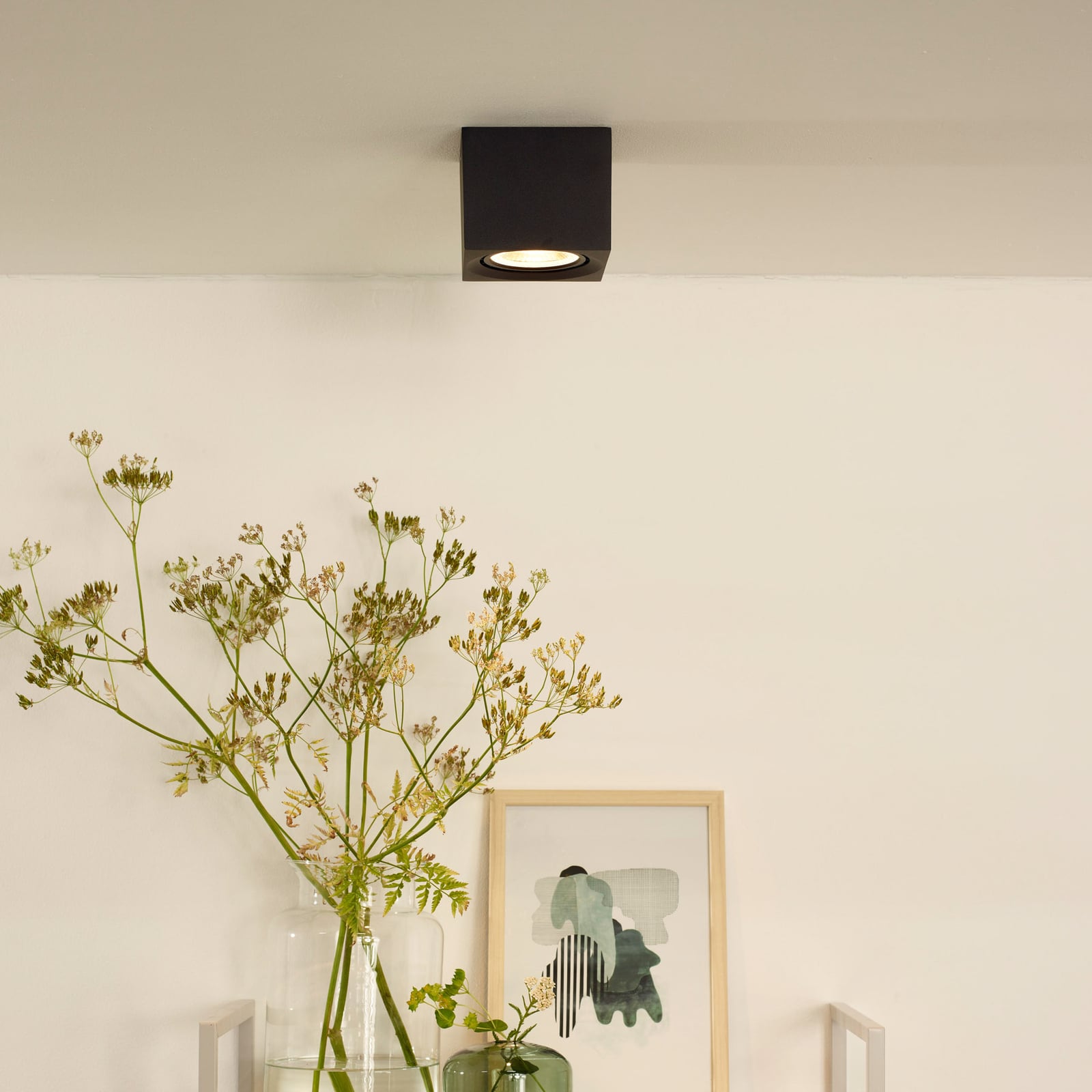 Montert LED takspot Fedler firkantet dim-to-warm 12W svart i tak