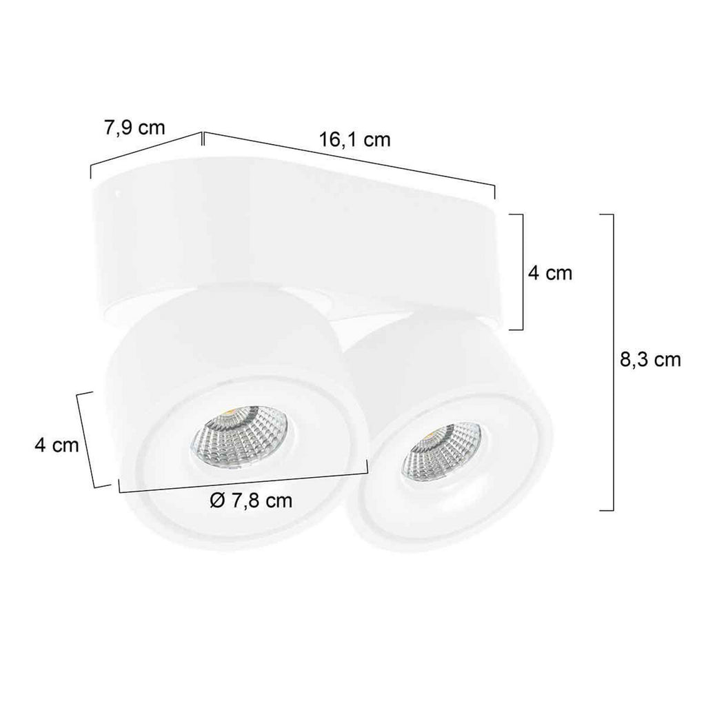 LED takspot Fez 2-lys hvit dimbar svingbar 2700K bakside