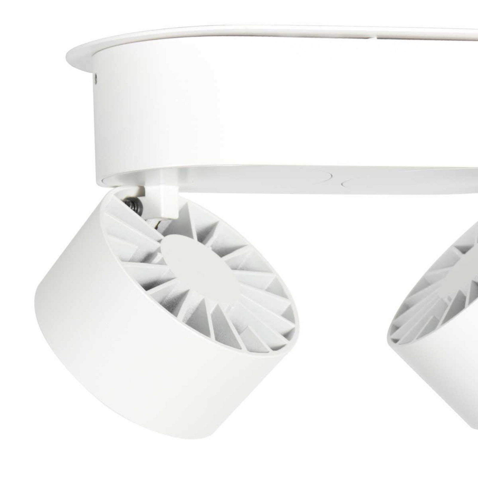 LED takspot Fez 2-lys hvit dimbar svingbar 2700K montert i rom