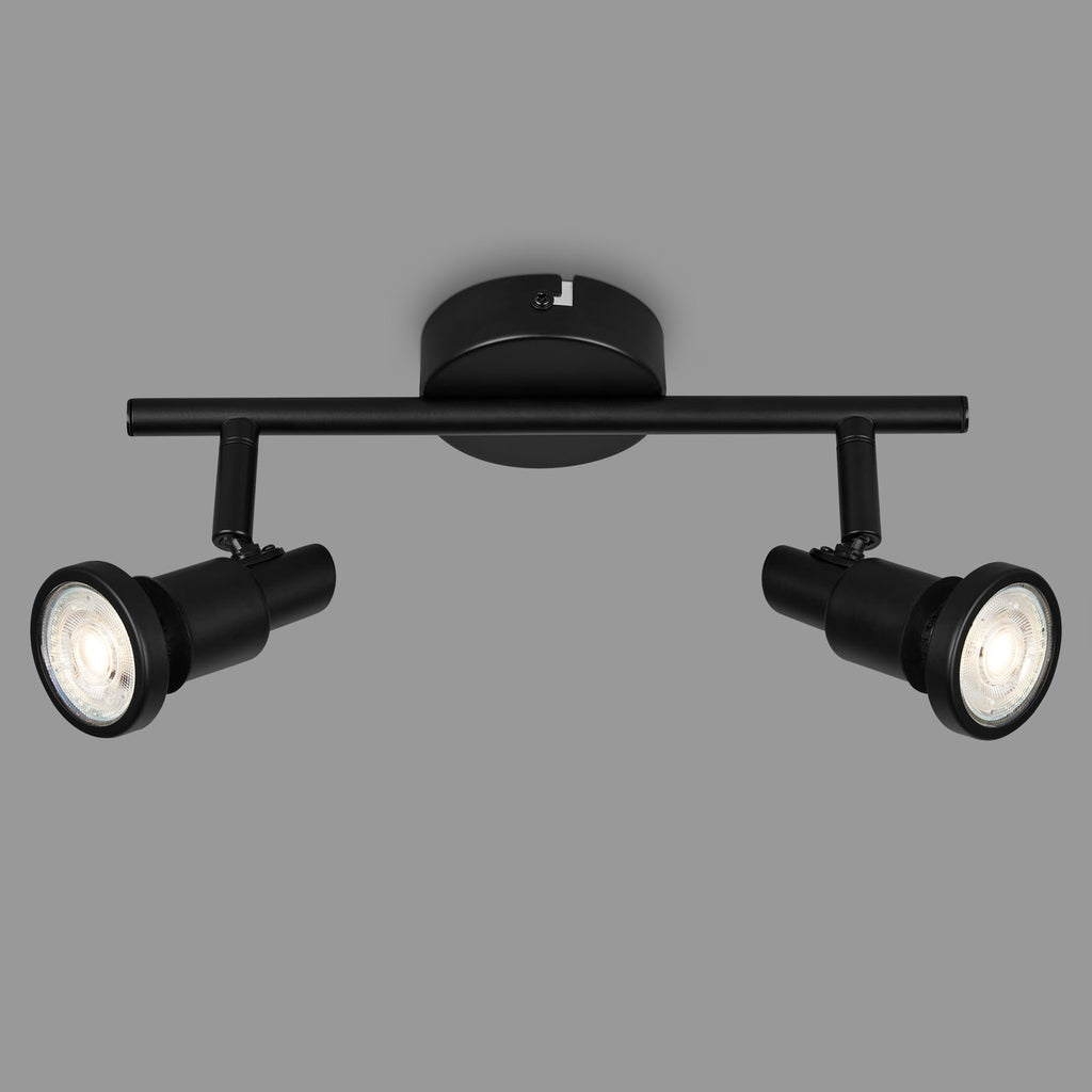 LED takspot Flamo 2-lys justerbar svart IP44 GU10 bakside