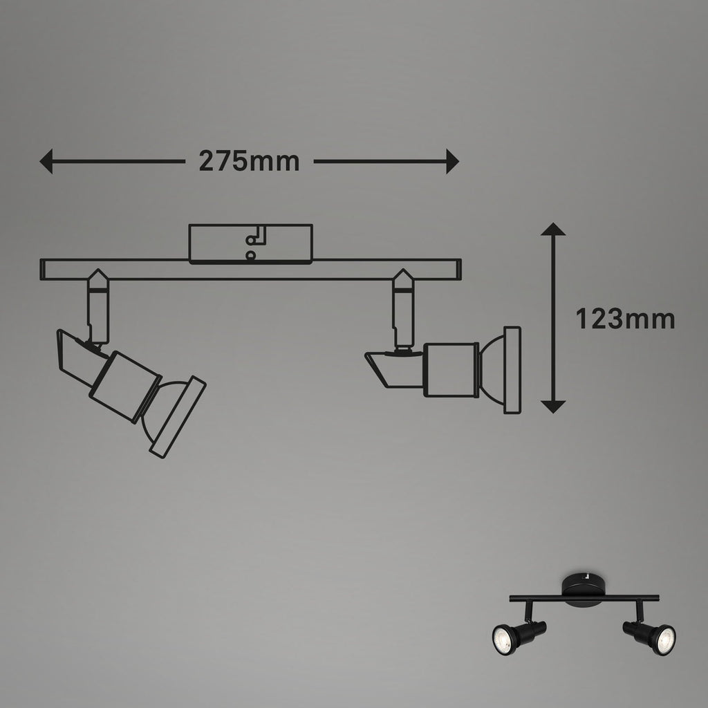 LED takspot Flamo 2-lys justerbar svart IP44 GU10 montert i rom