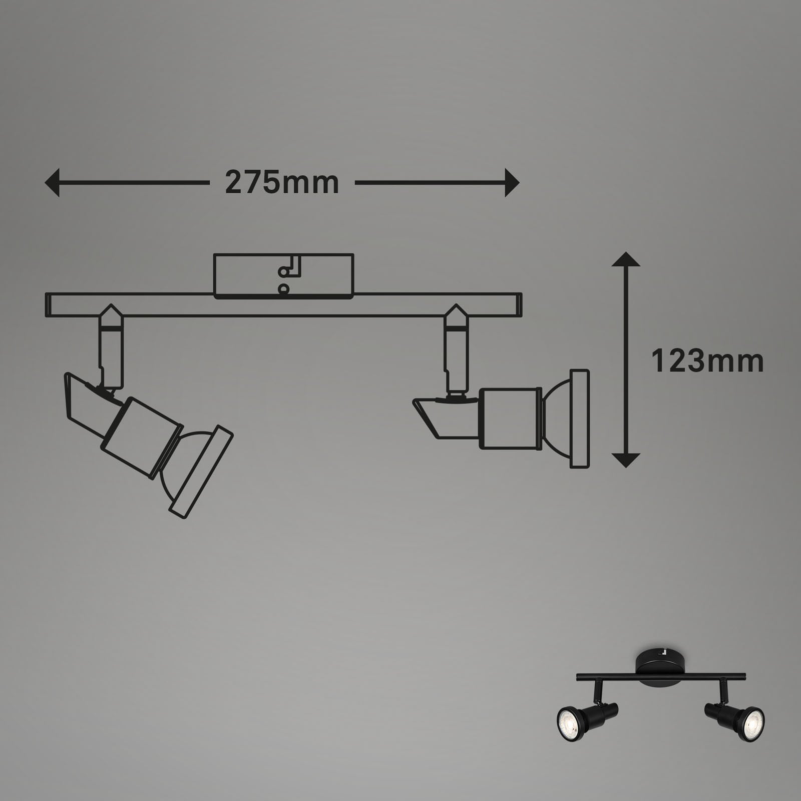 LED takspot Flamo 2-lys justerbar svart IP44 GU10 montert i rom
