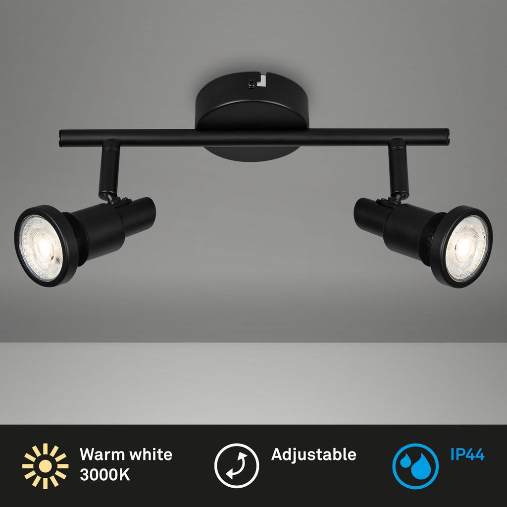 LED takspot Flamo 2-lys justerbar svart IP44 GU10 lamper