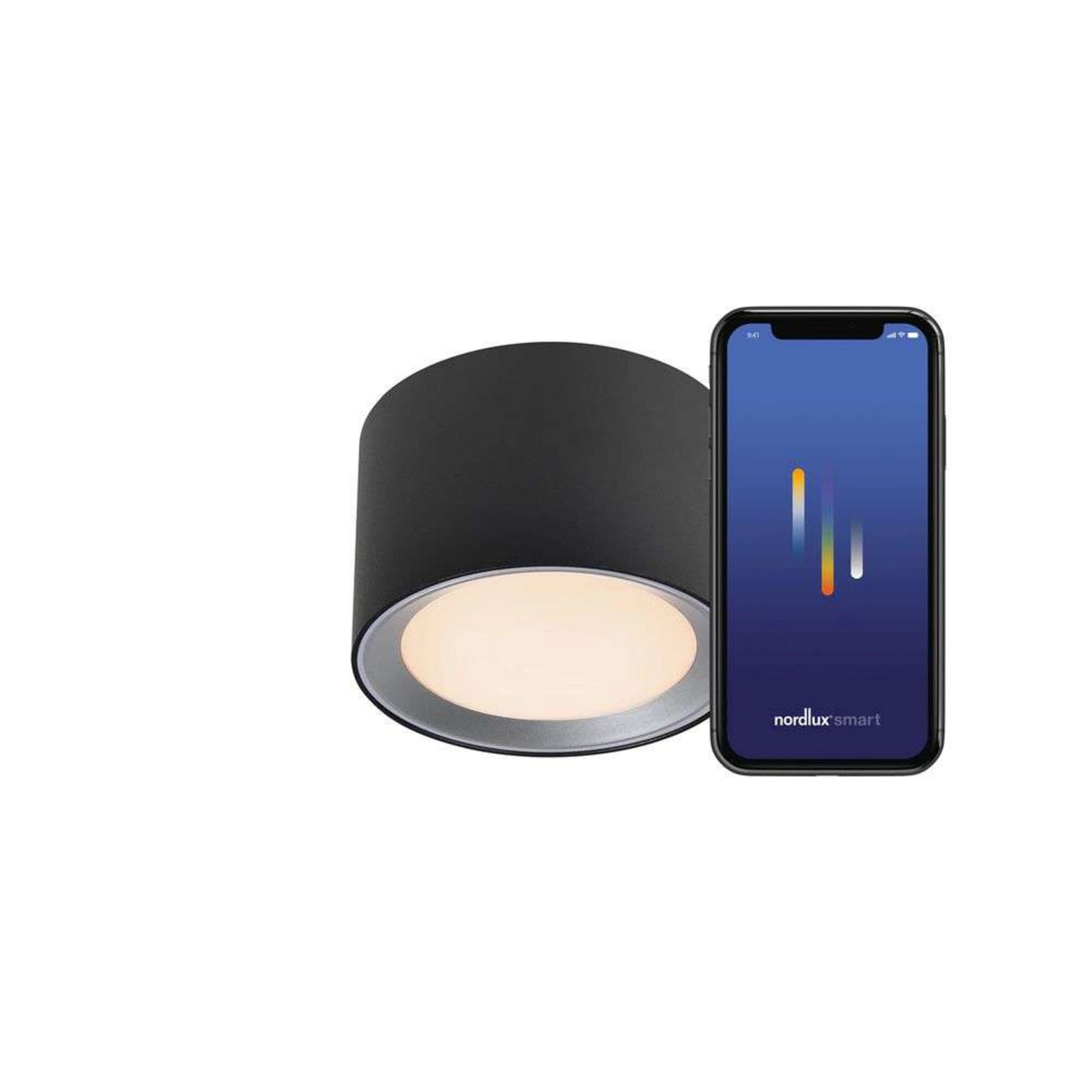 LED takspot Landon Smart dimbar svart Ø12,5 cm nærbilde