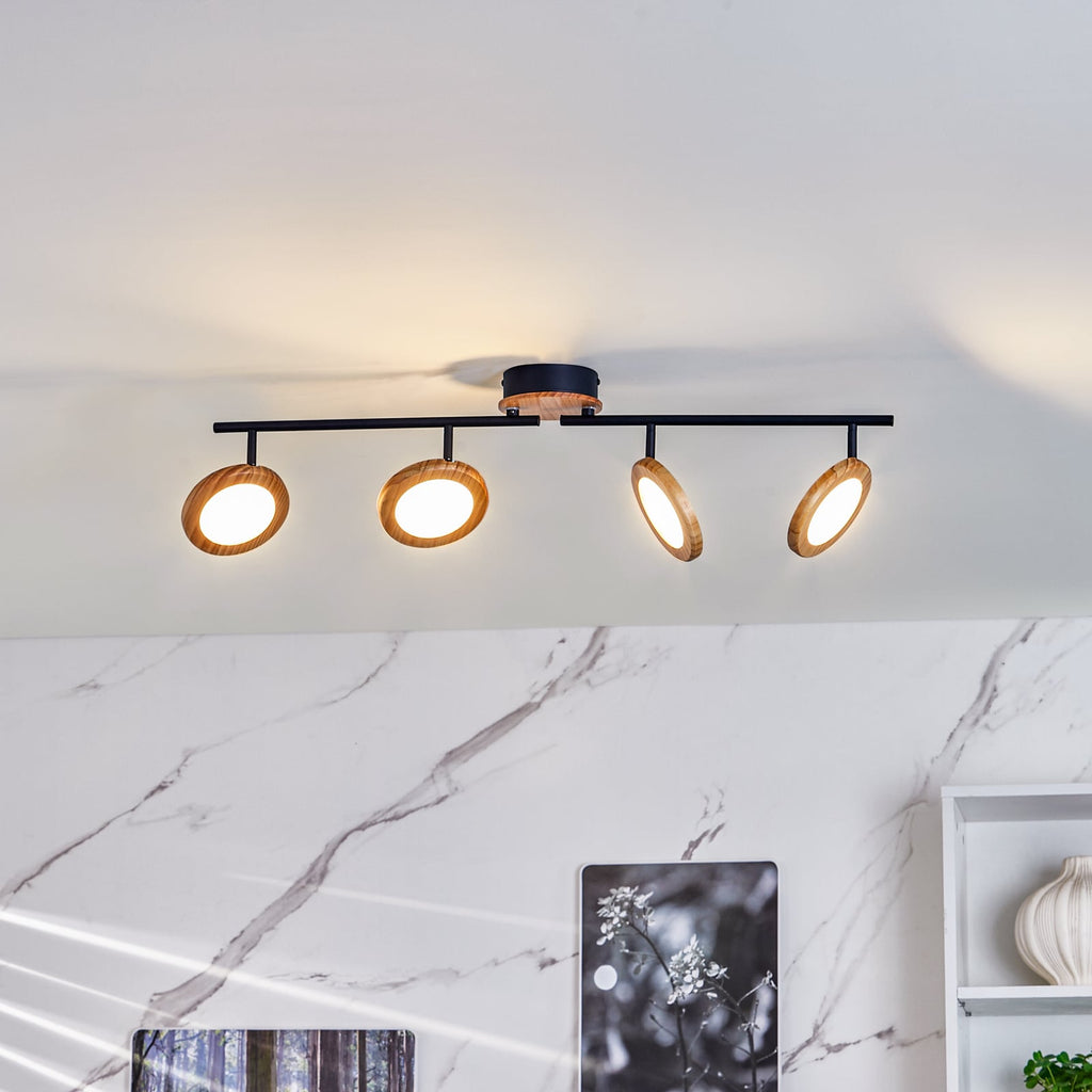 LED takspot Manel 4-lys dimbar tre svart forfra