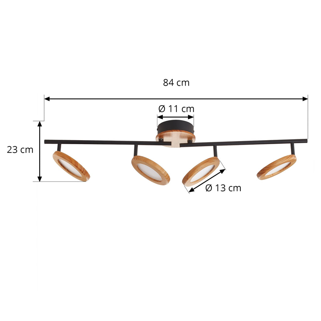 LED takspot Manel 4-lys dimbar tre svart montert