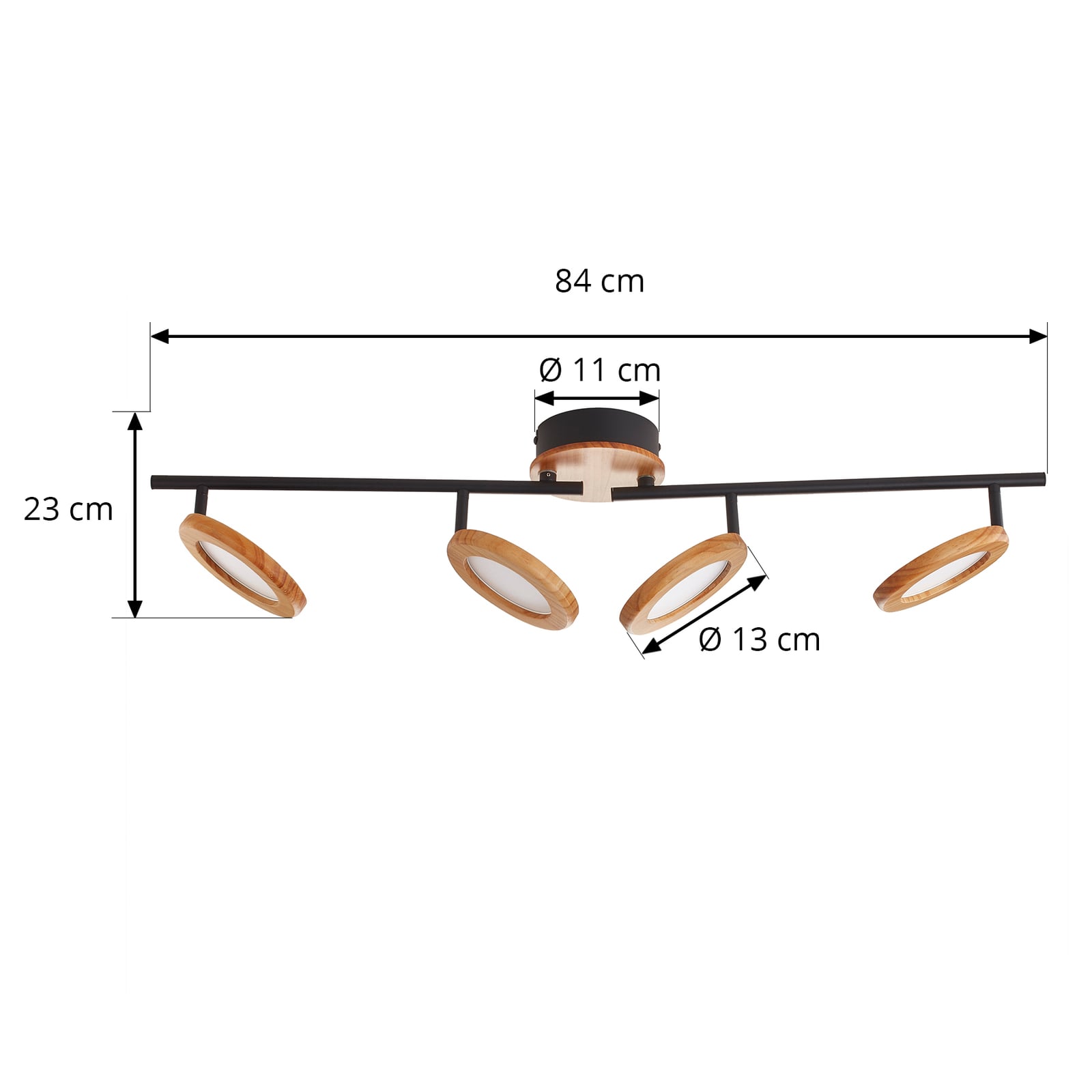 LED takspot Manel 4-lys dimbar tre svart montert