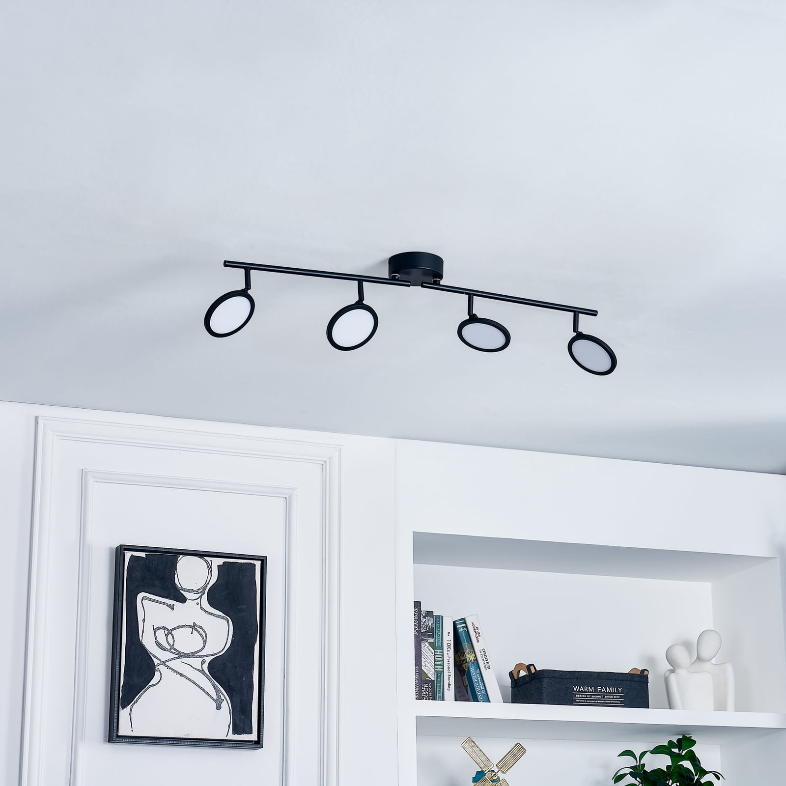 LED takspot Manel 4-lys svart dimbar bakside