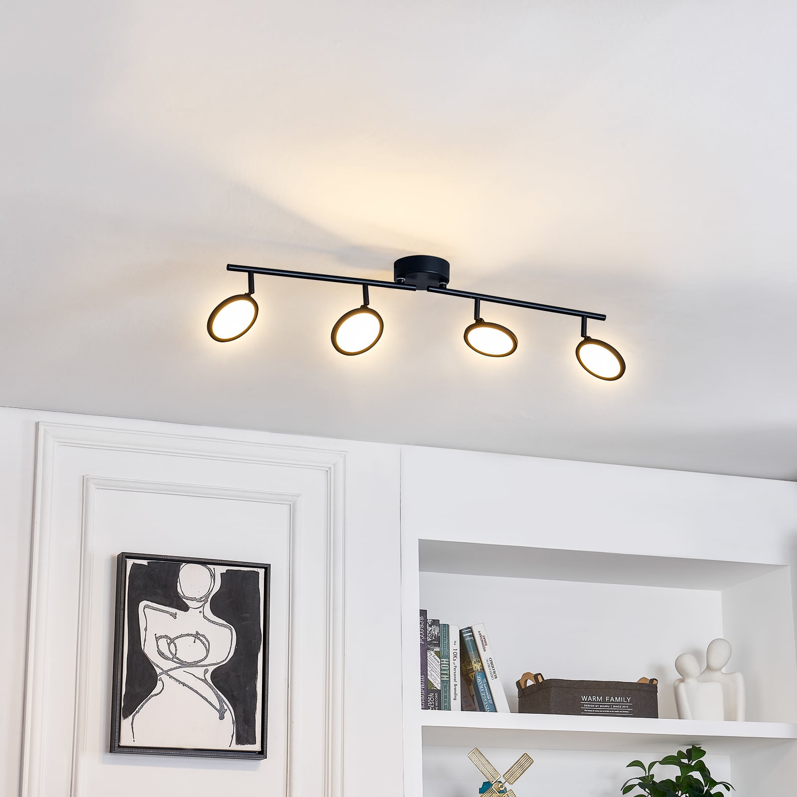 LED takspot Manel 4-lys svart dimbar forfra