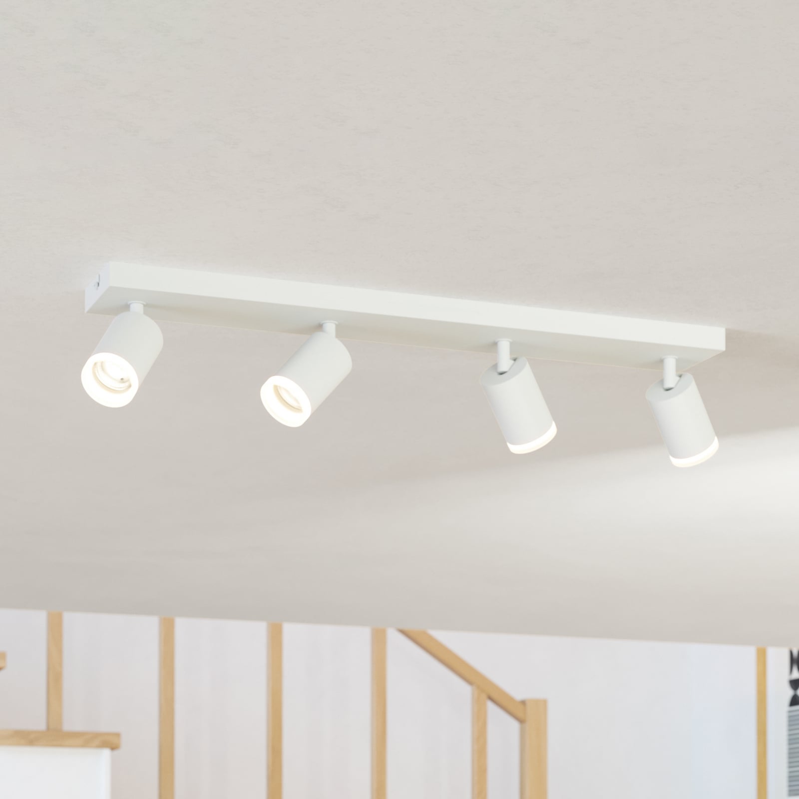 LED takspot Melitello-Z 4-lys hvit CCT dimbar 68 cm forfra