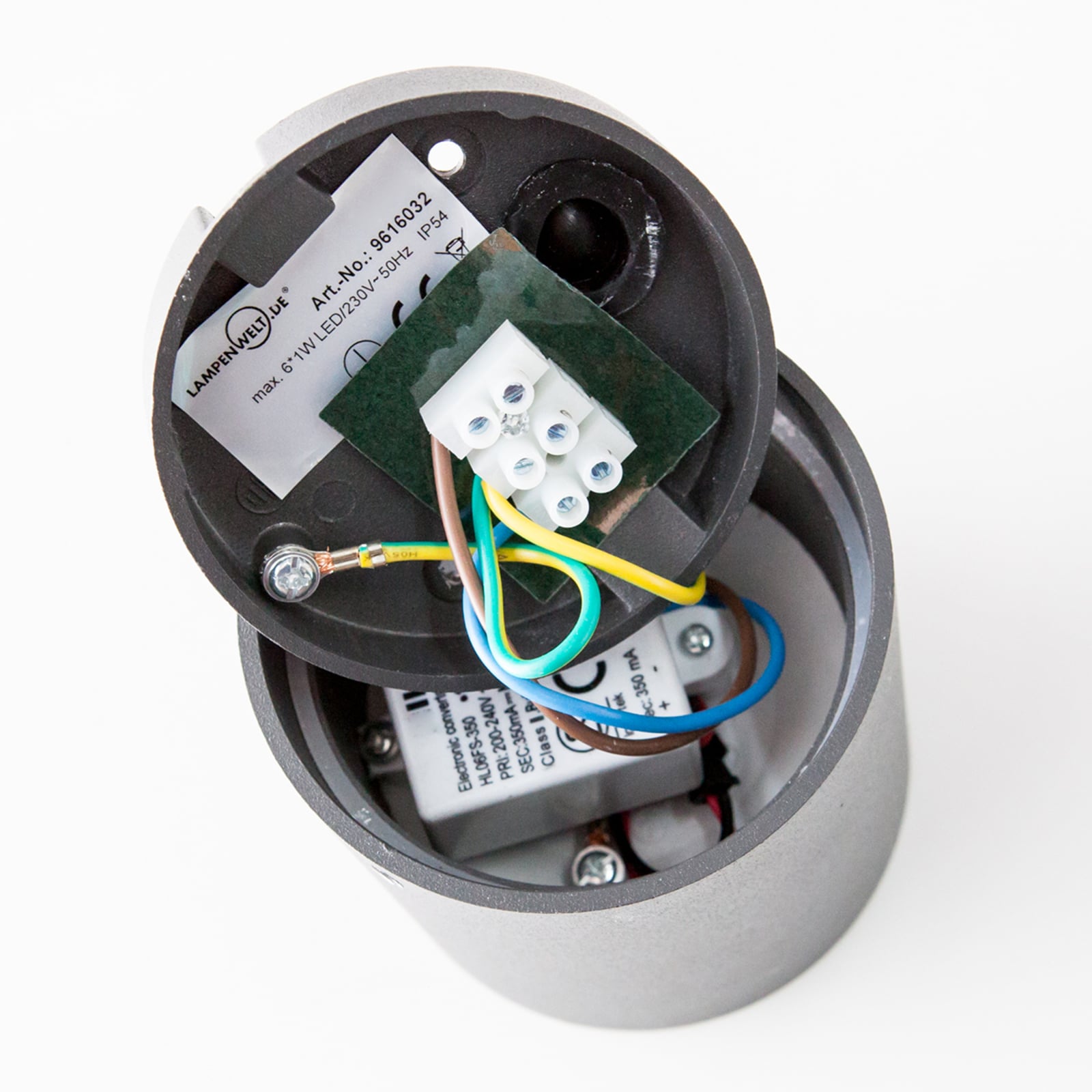 LED takspot Meret rund antrasitt Ø9 cm IP54 sidevisning