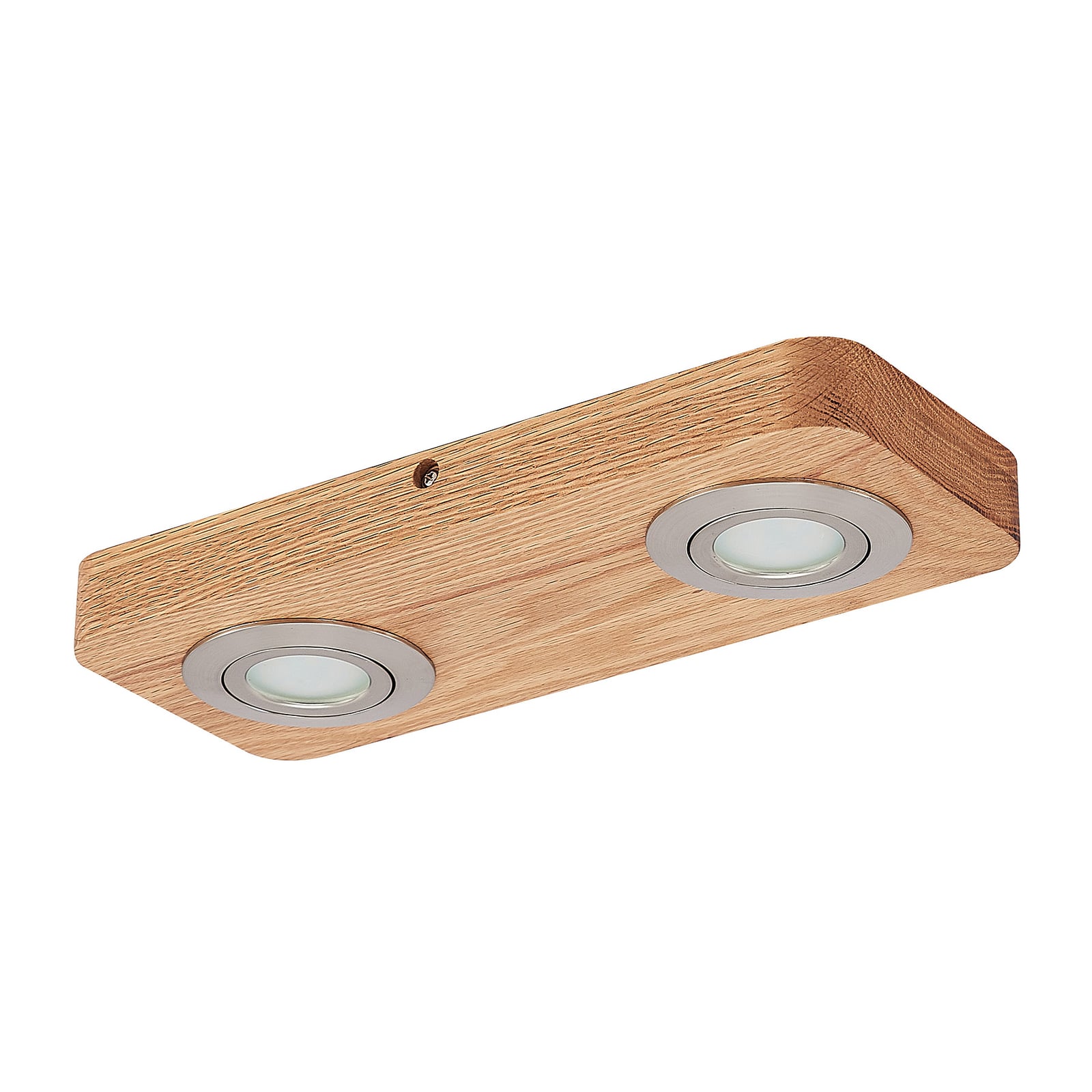 LED takspot Mikari 2-lys svingbar eik/nikkel montert i tak