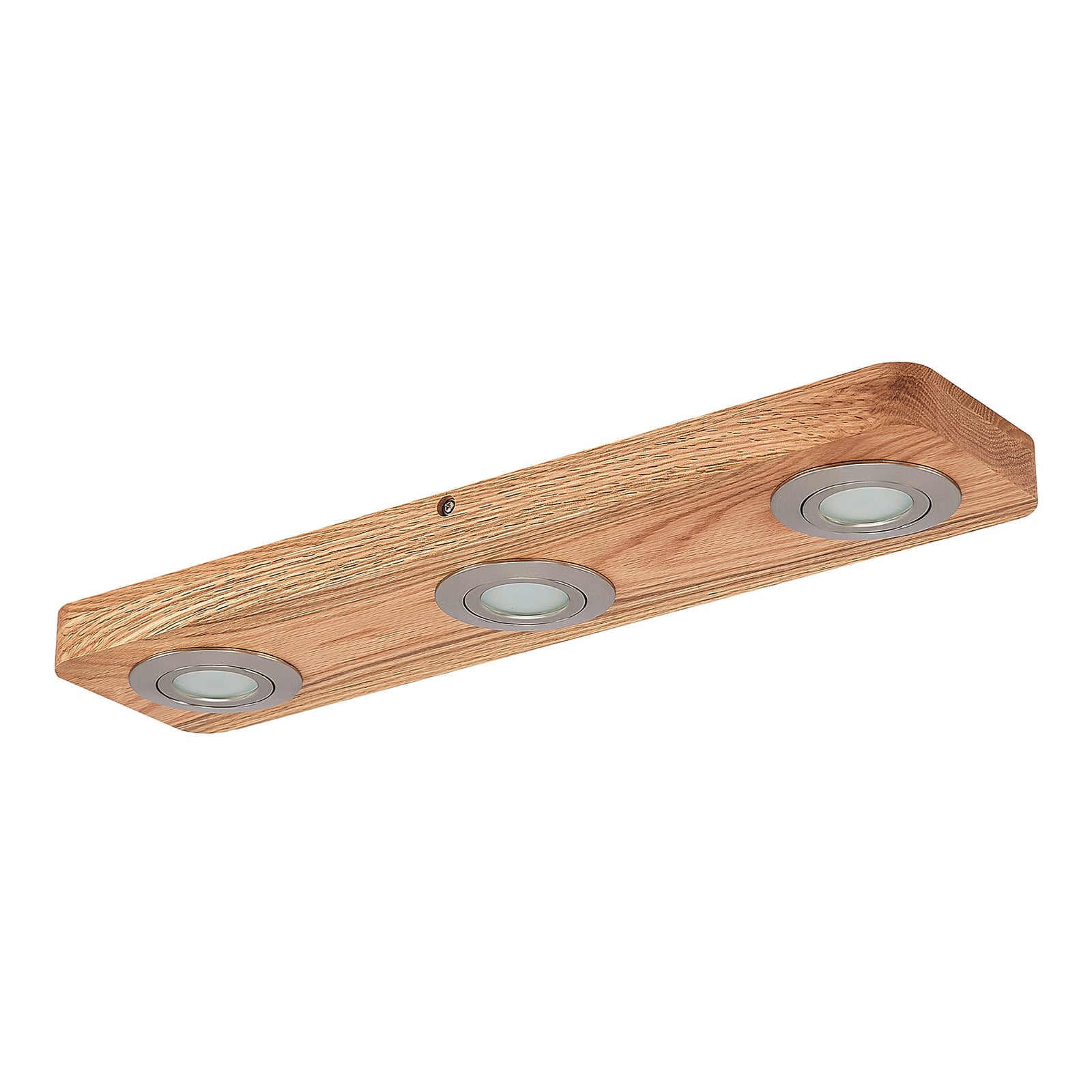 LED takspot Mikari 3-lys svingbar eik/nikkel montert i rom