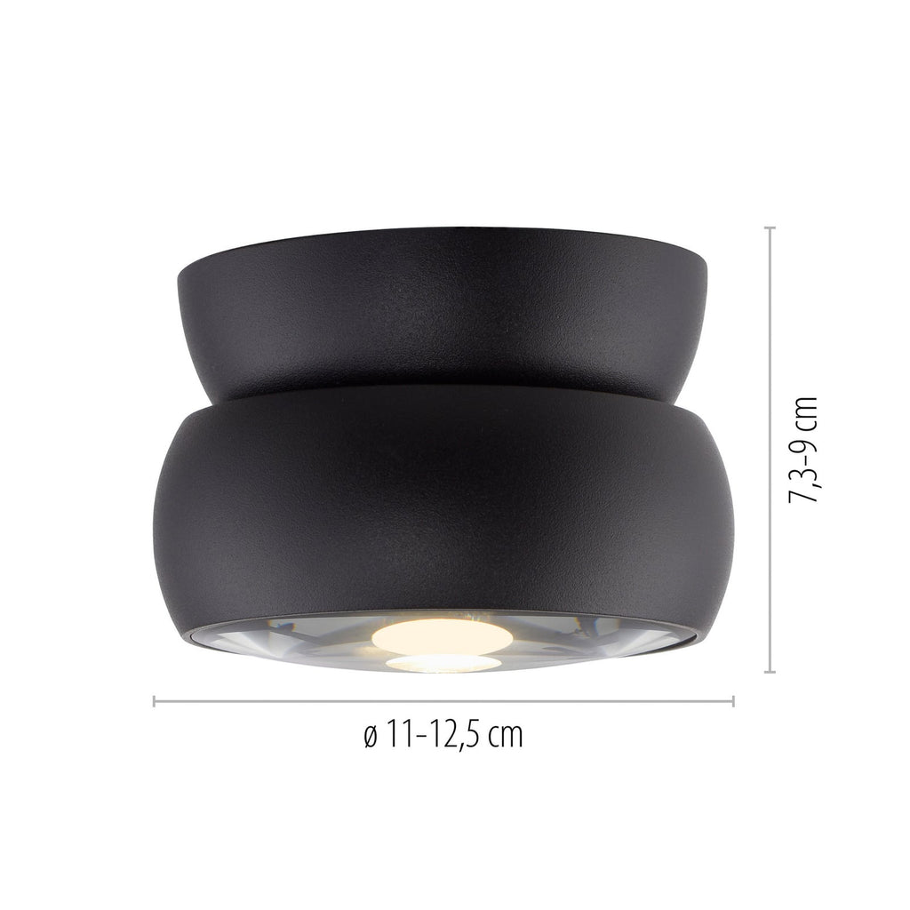 LED takspot Move svart dimbar Ø12 cm 12W varmhvit detalj