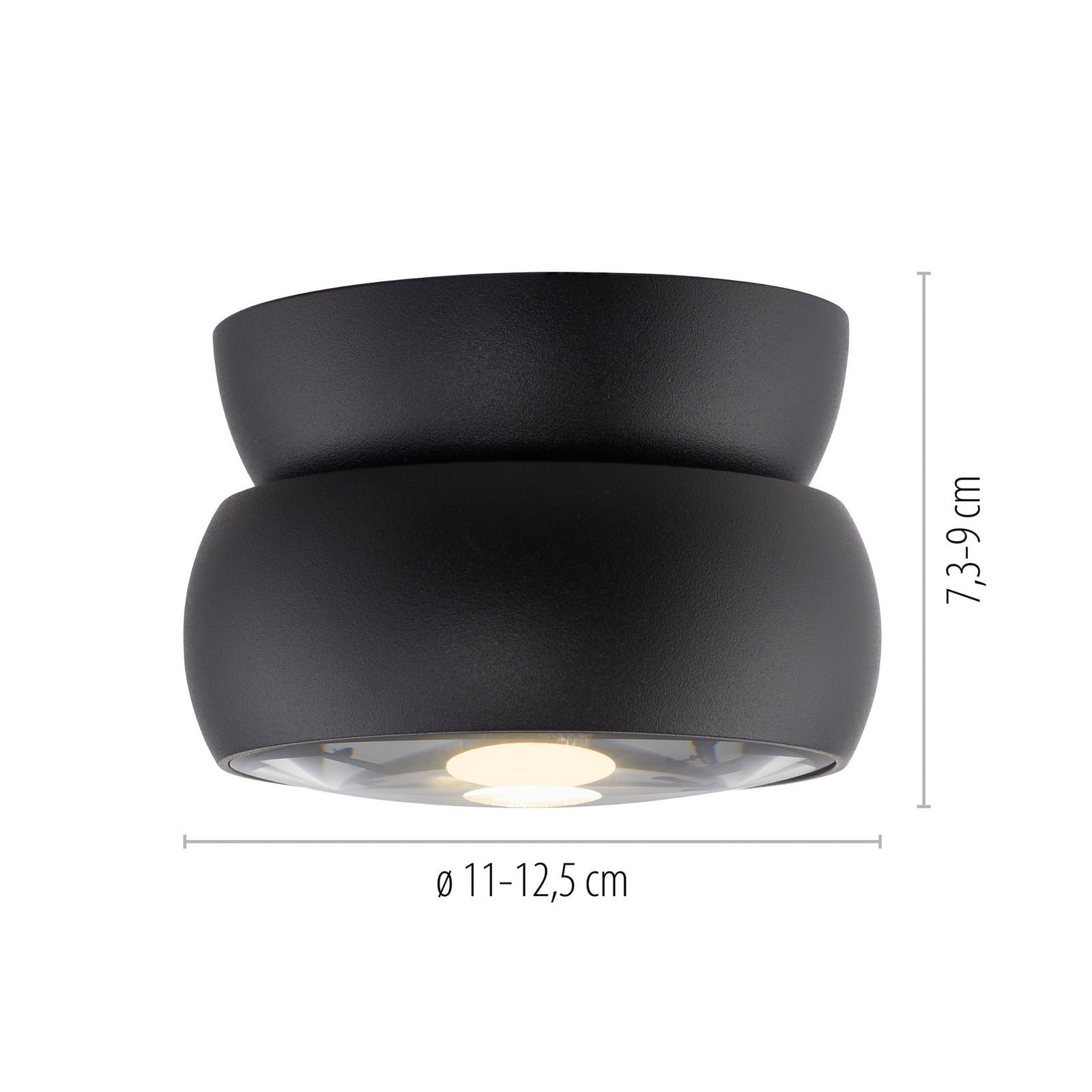 LED takspot Move svart dimbar Ø12 cm 12W varmhvit detalj
