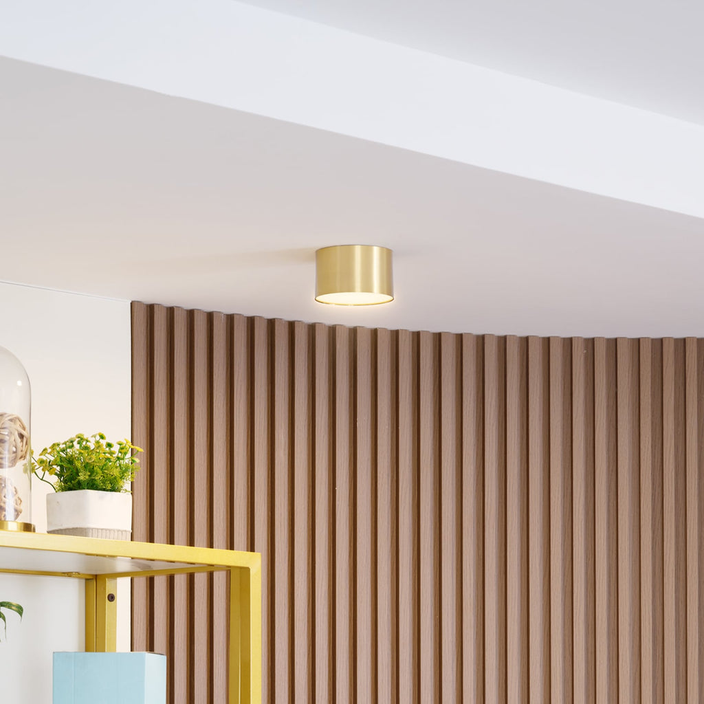 LED takspot Nivoria gullfarget aluminium forfra