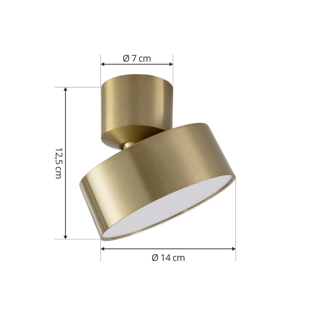 LED takspot Nivoria svingbar gullfarget aluminium Ø14 cm bakside