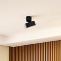 LED takspot Nivoria svingbar svart aluminium Ø14 cm fra forfra