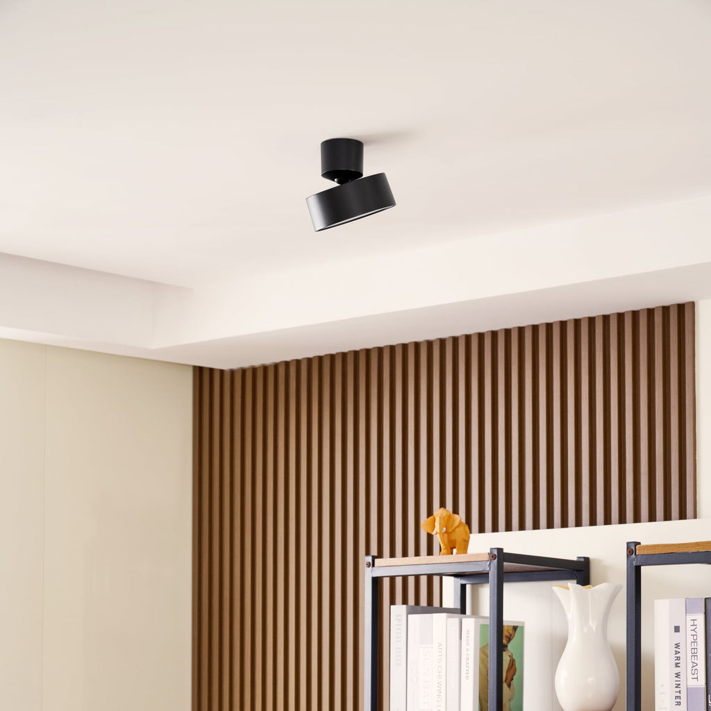 LED takspot Nivoria svingbar svart aluminium montert i tak