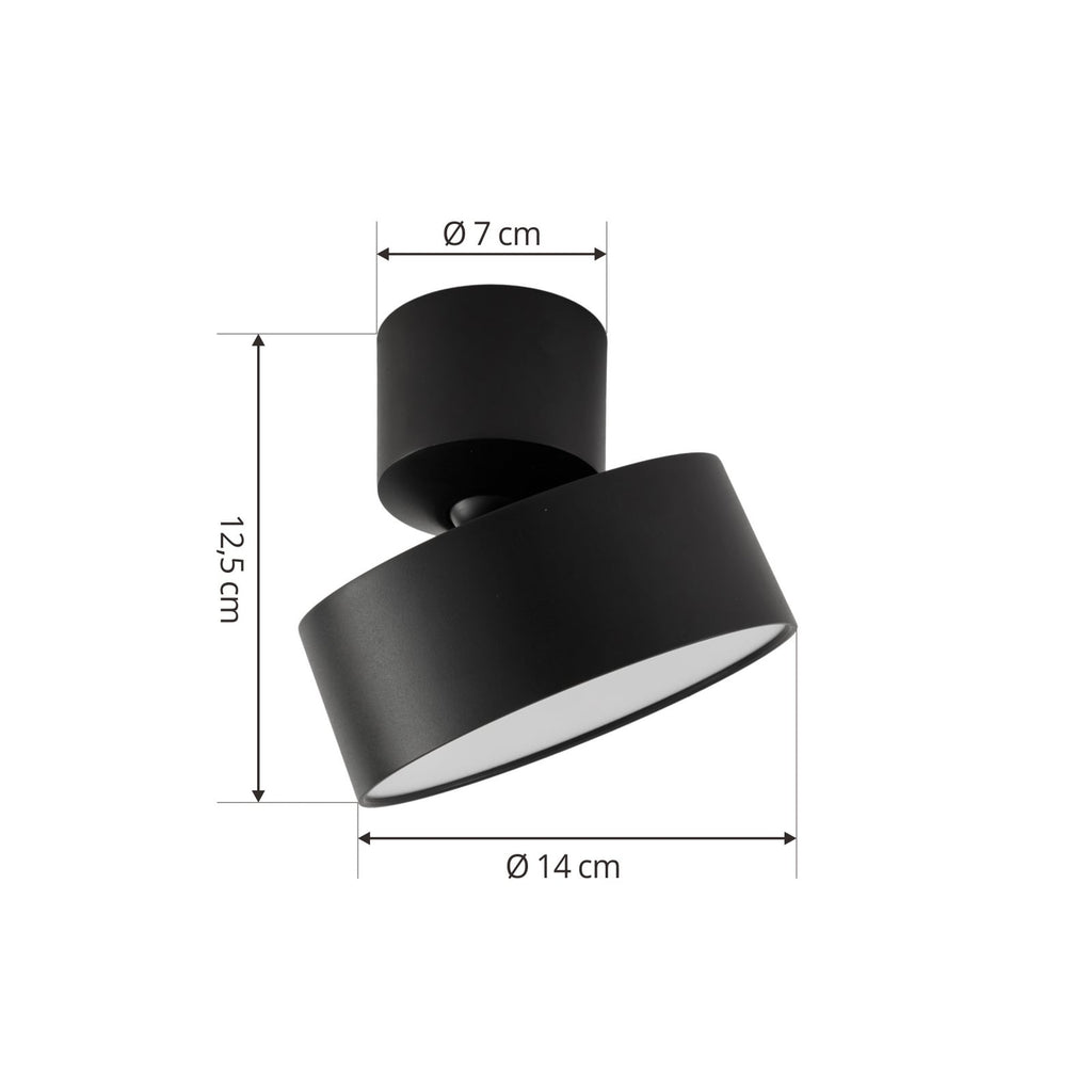 LED takspot Nivoria svingbar svart aluminium oversikt bakside