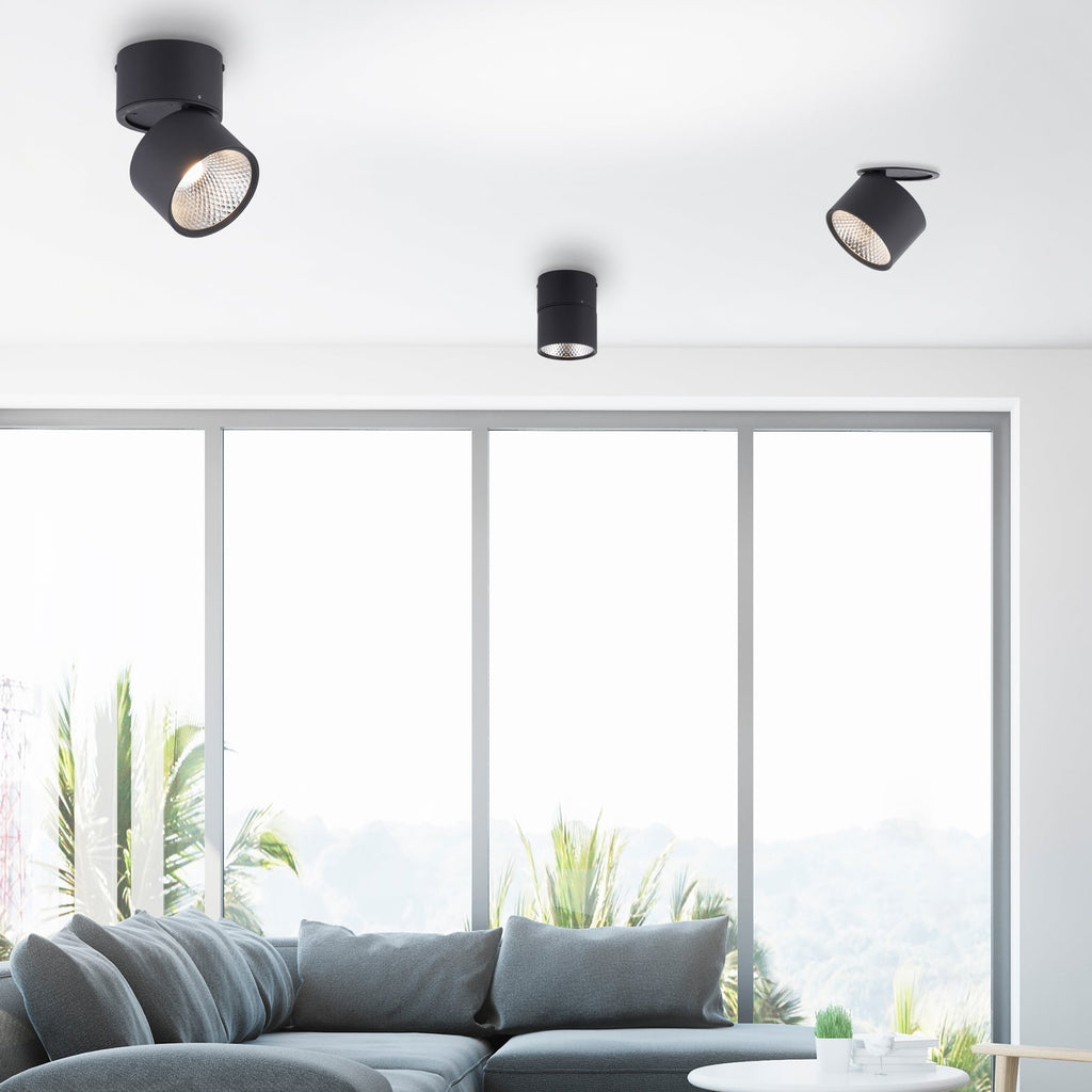 LED takspot Nola 1-lys svart dimbar 15W Ø15 cm bakside