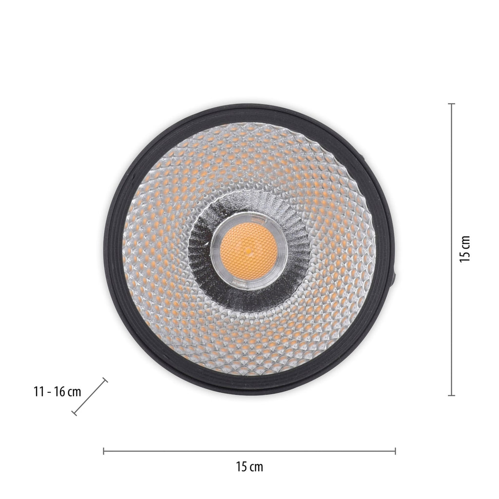 LED takspot Nola 1-lys svart dimbar 15W Ø15 cm montert i tak