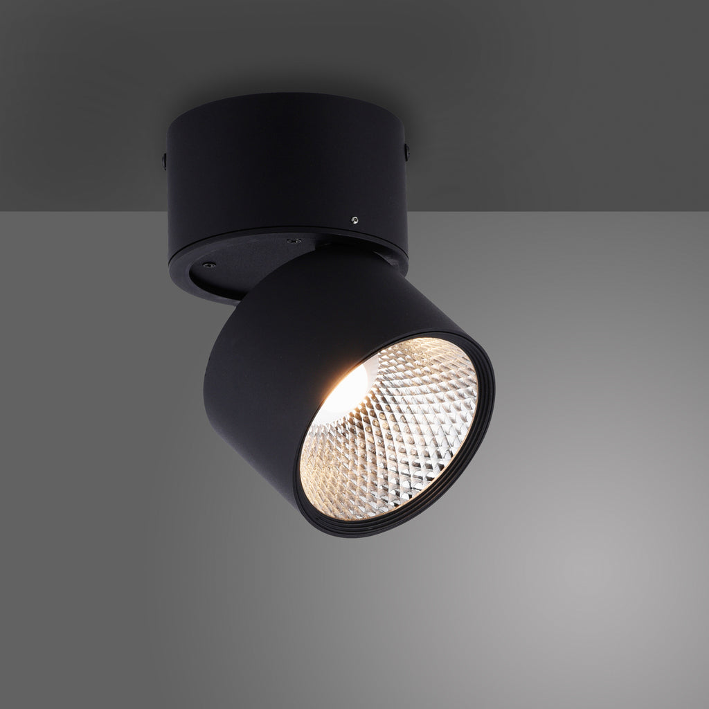 LED takspot Nola 1-lys svart dimbar 15W Ø15 cm lys av