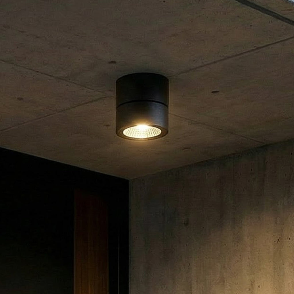 LED takspot Nolivar svart aluminium Ø9 cm IP54 forfra