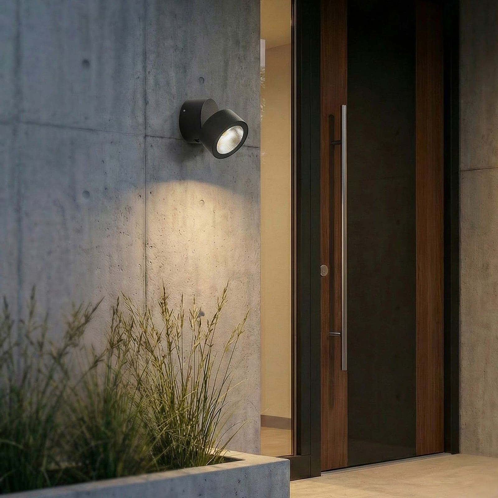 LED takspot Nolivar svart aluminium Ø9 cm IP54 bakside