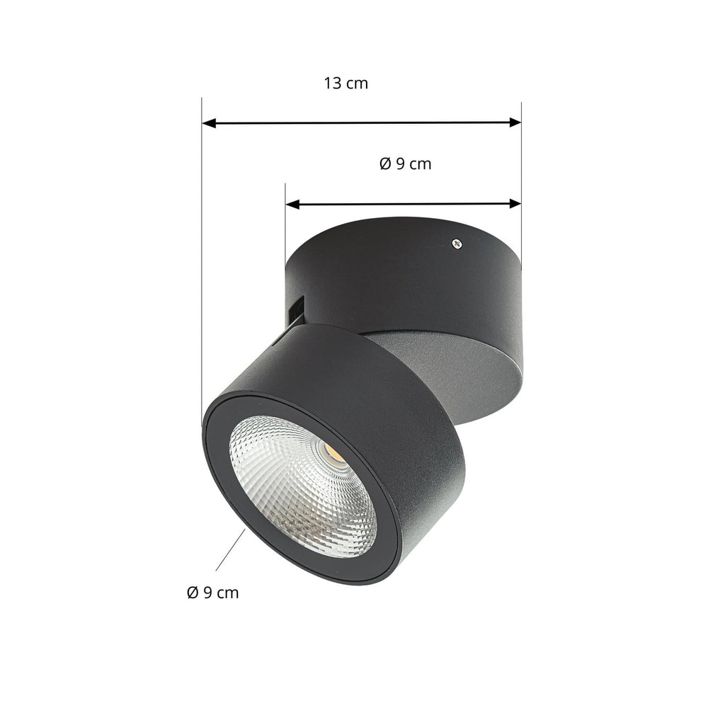 Detalj av LED takspot Nolivar svart aluminium Ø9 cm IP54