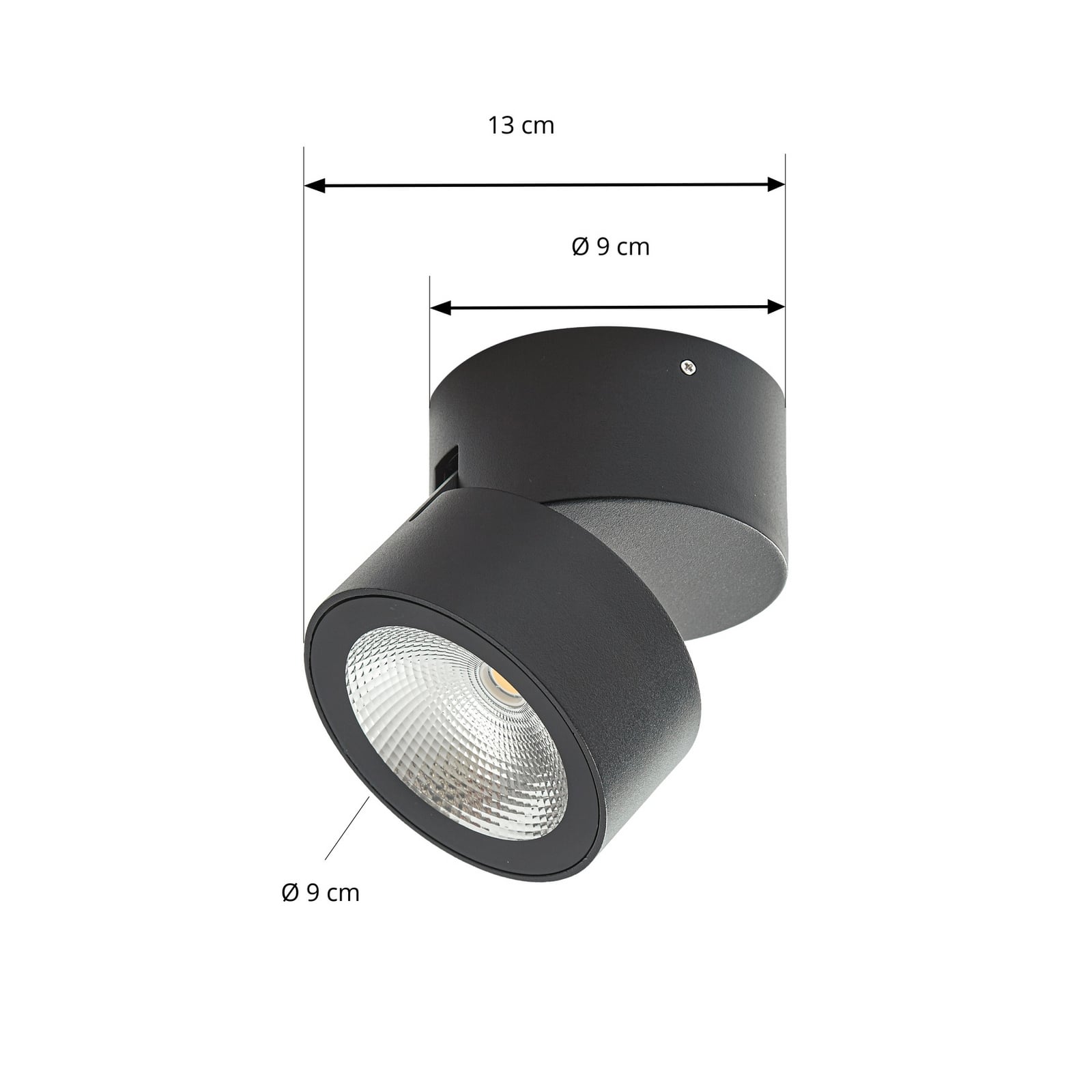 Detalj av LED takspot Nolivar svart aluminium Ø9 cm IP54