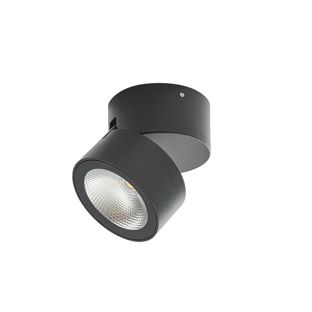 Nærbilde av LED takspot Nolivar svart aluminium Ø9 cm IP54