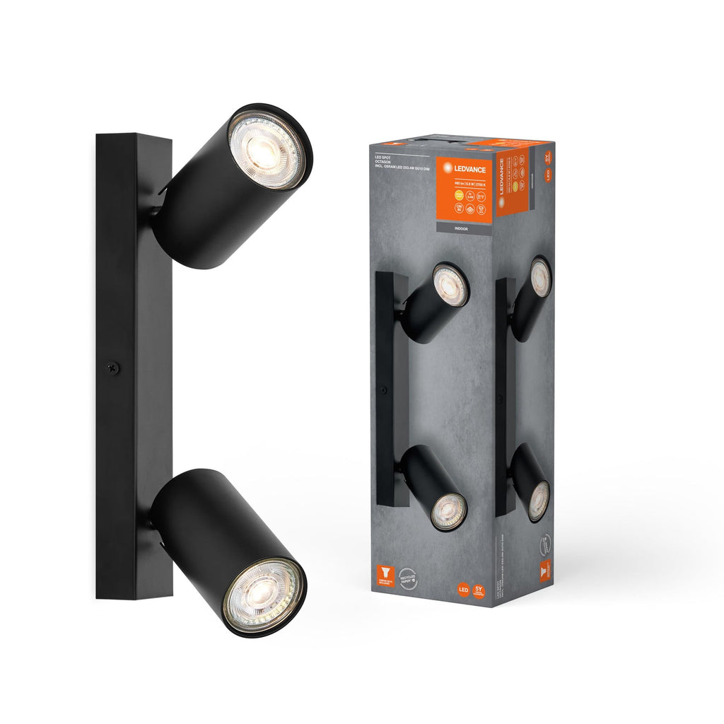 LED takspot Octagon 2-lys dimbar matt svart GU10 LEDVANCE produktbilde
