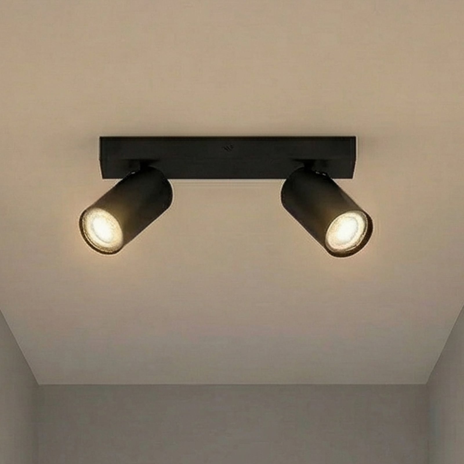 LED takspot Octagon 2-lys dimbar svart GU10 - OSRAM forfra