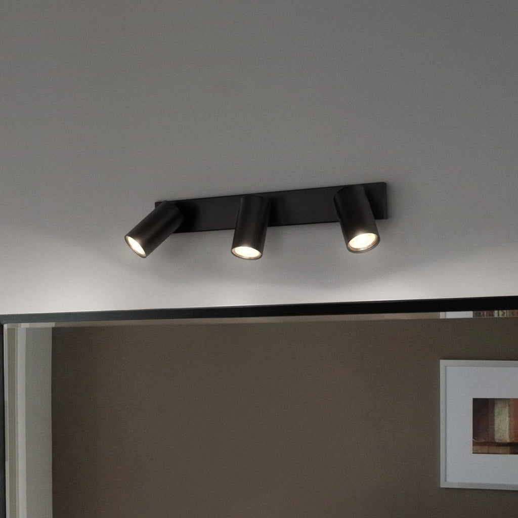 LED takspot Octagon 3-lys dimbar svart stål GU10 LEDVANCE forfra
