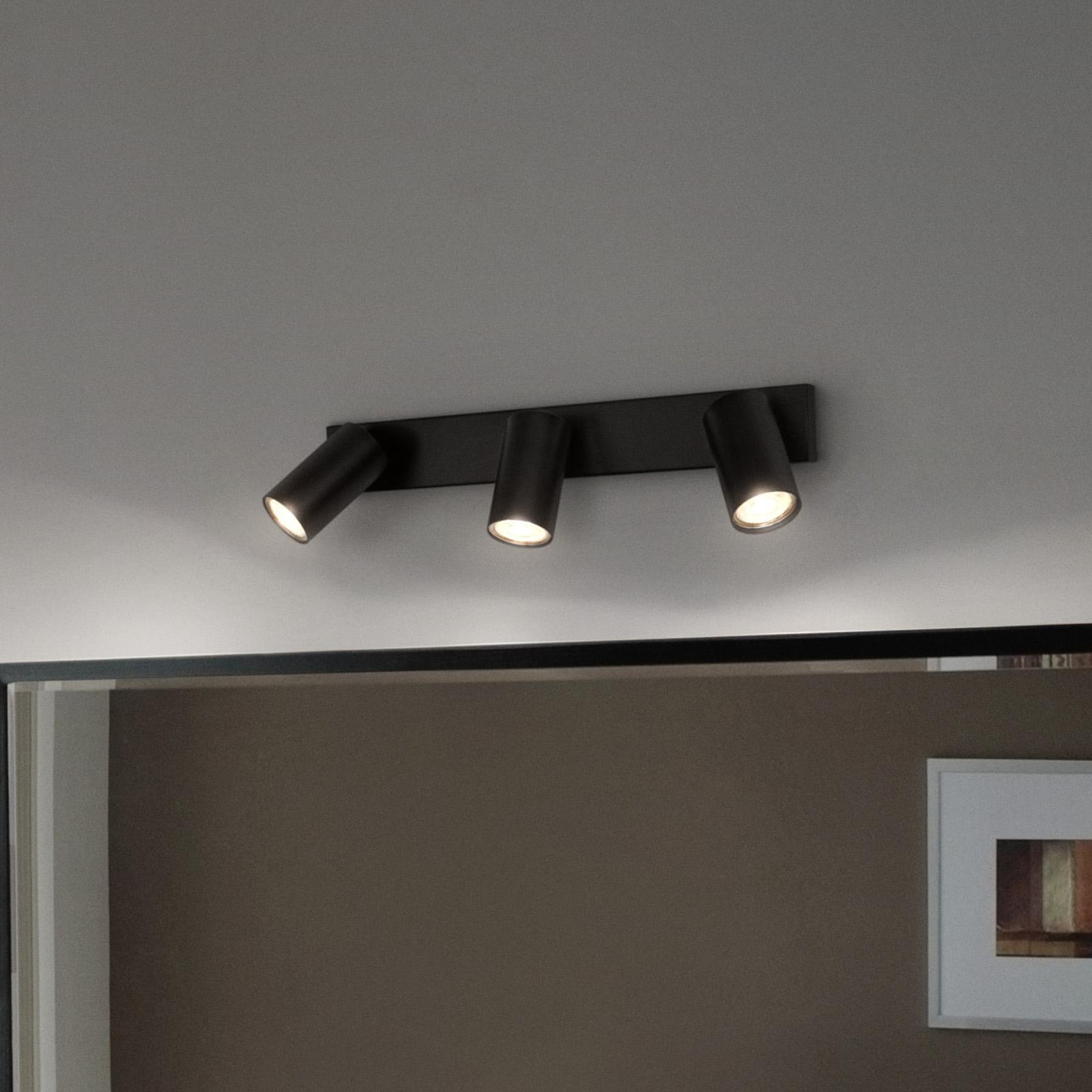 LED takspot Octagon 3-lys dimbar svart stål GU10 LEDVANCE forfra