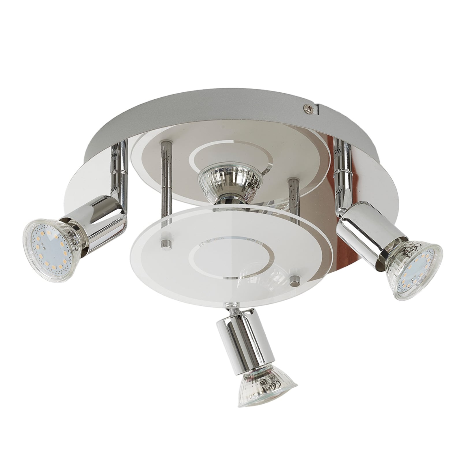 LED takspot Orna rondell 4-lys krom GU10 Ø25 cm bakside