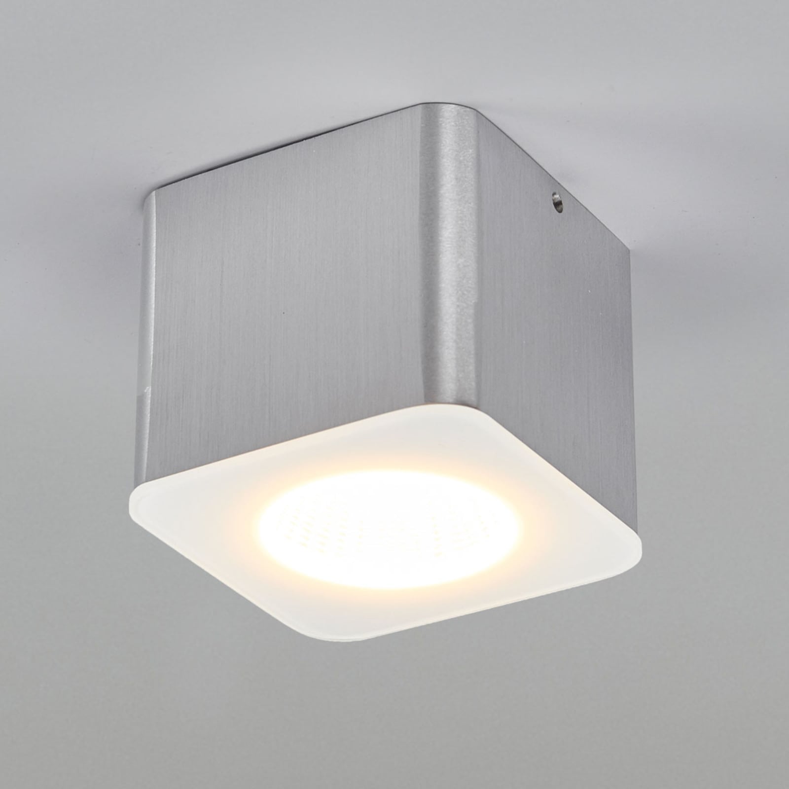 LED takspot Oso firkantet dimbar matt aluminium IP44 forfra