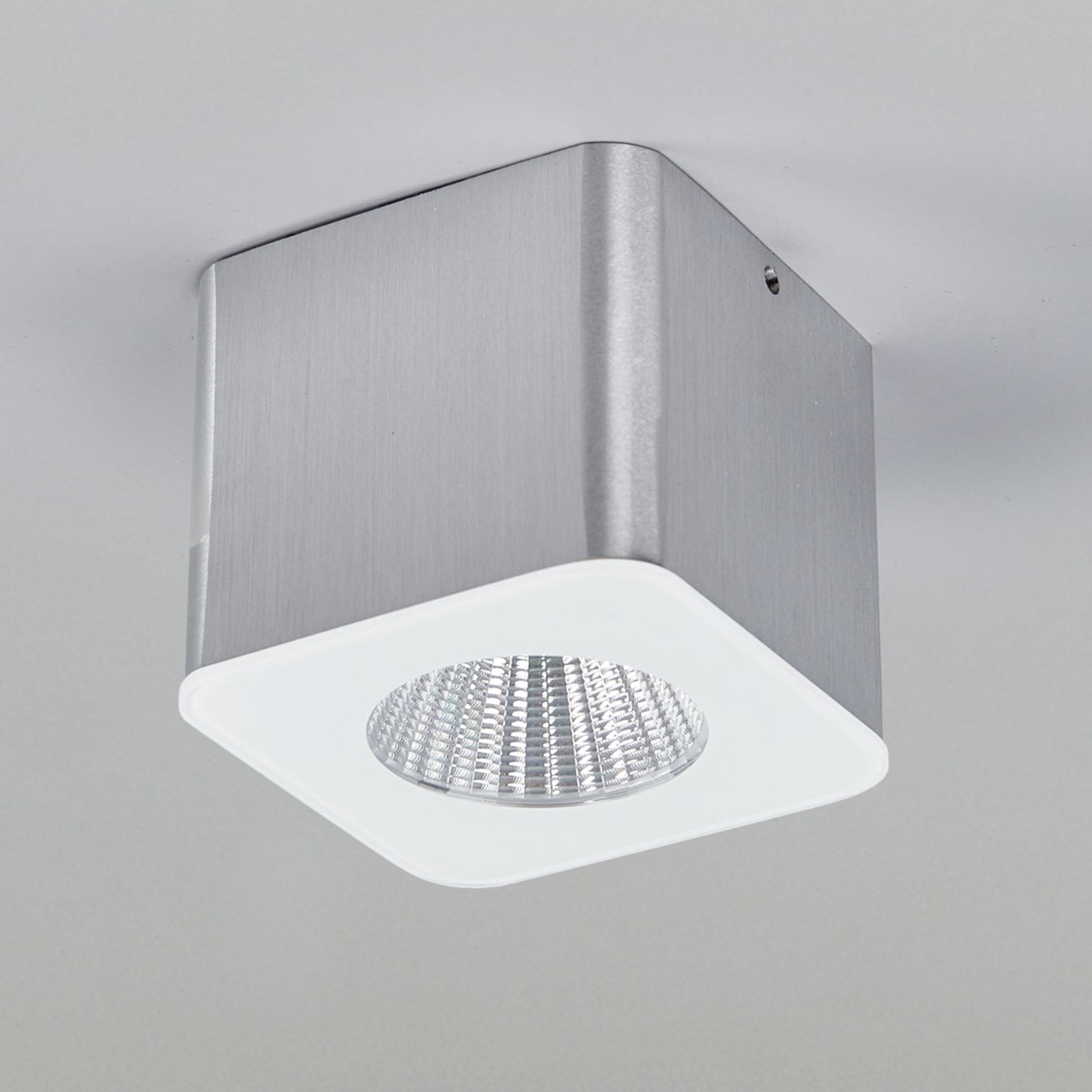 LED takspot Oso firkantet dimbar matt aluminium IP44 bakside