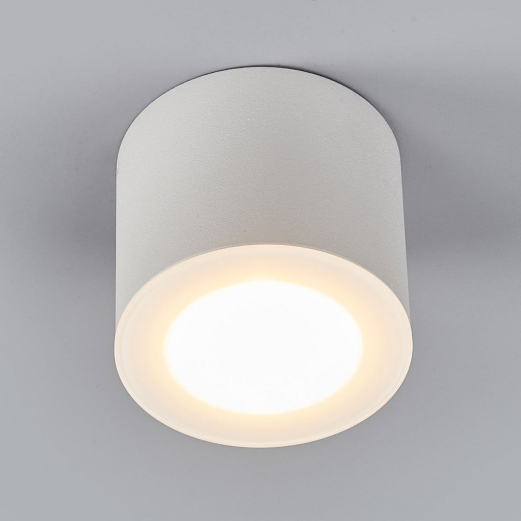 LED takspot Oso rund hvit matt dimbar IP44 8W varmhvit forfra