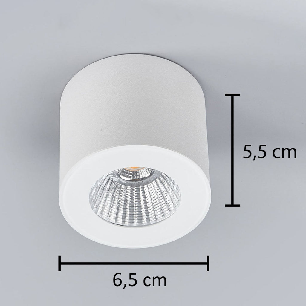 LED takspot Oso rund hvit matt dimbar IP44 8W varmhvit bakside