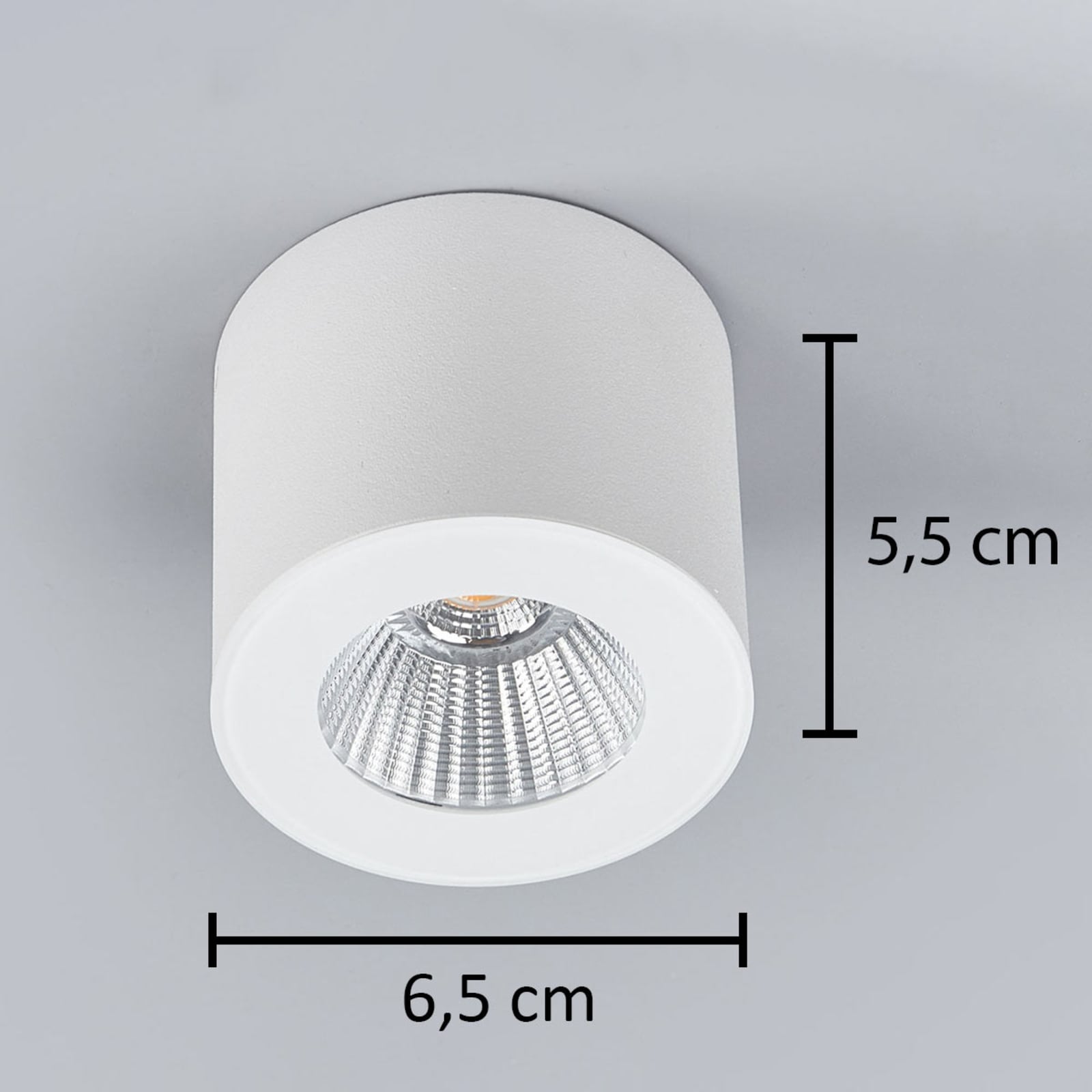 LED takspot Oso rund hvit matt dimbar IP44 8W varmhvit bakside