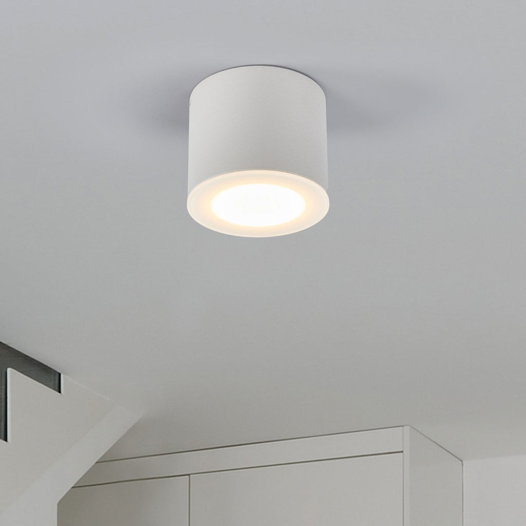 Detalj av LED takspot Oso rund hvit matt dimbar IP44 8W varmhvit