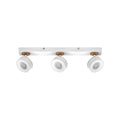 LED takspot Pluto 3-lys hvit metall og tre forfra