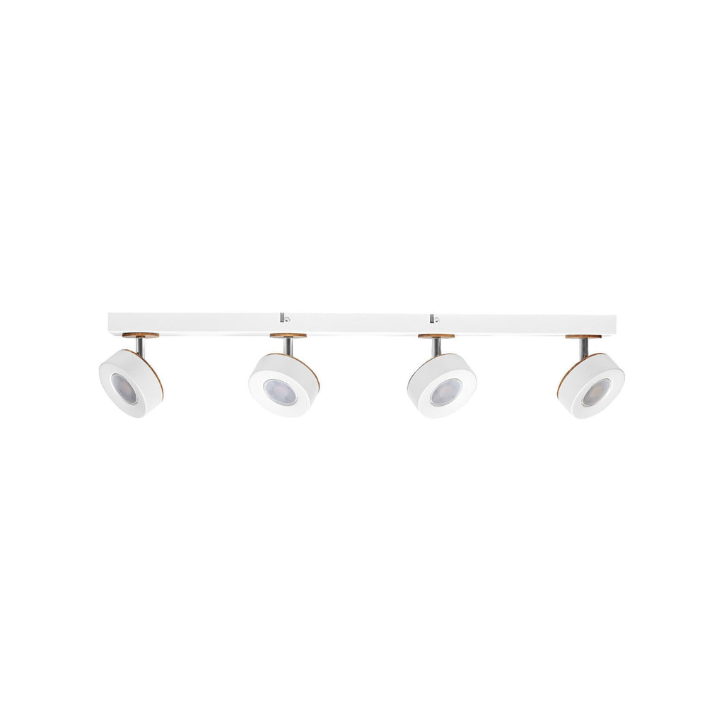 LED takspot Pluto 4-lys hvit/tre forfra