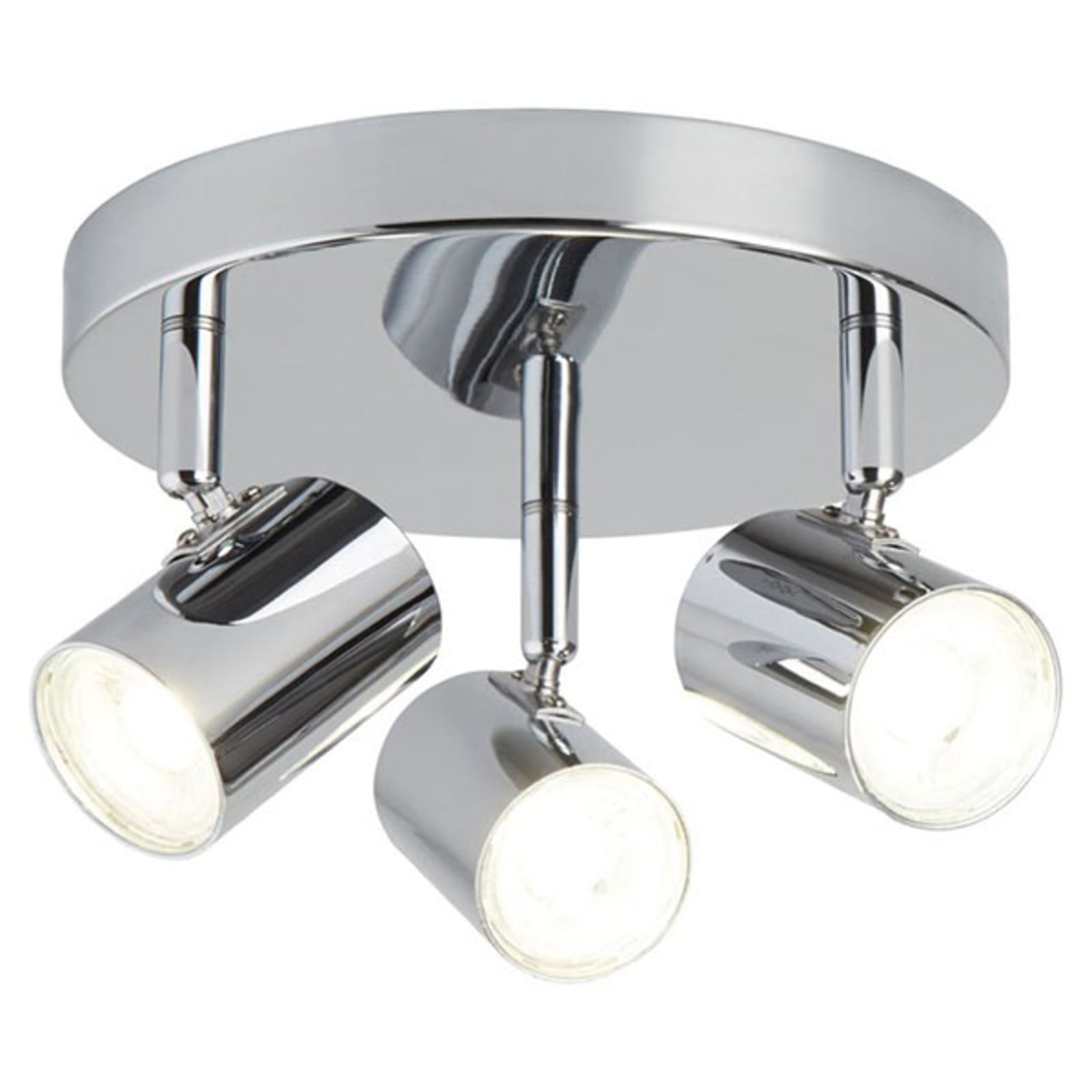 LED takspot Rollo 3-lys krom stål og glass Ø26 cm forfra
